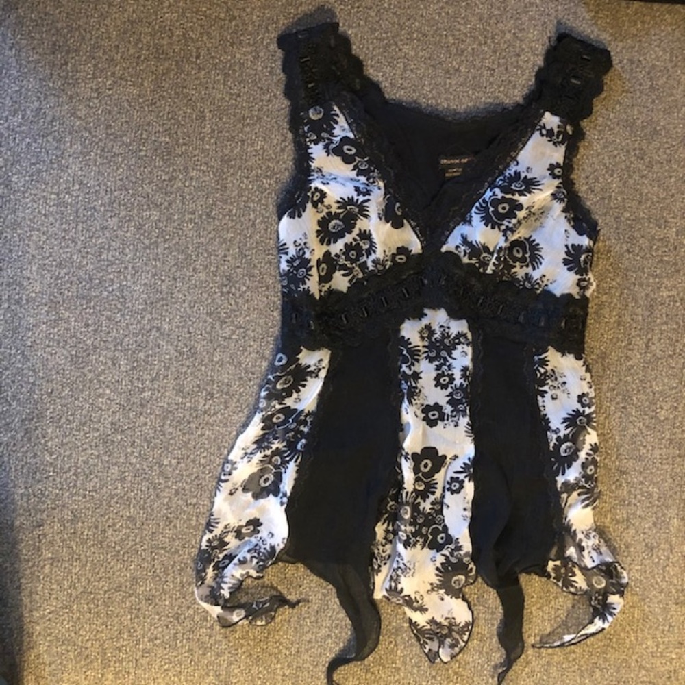 Black & White Sheer Lace Tank Top